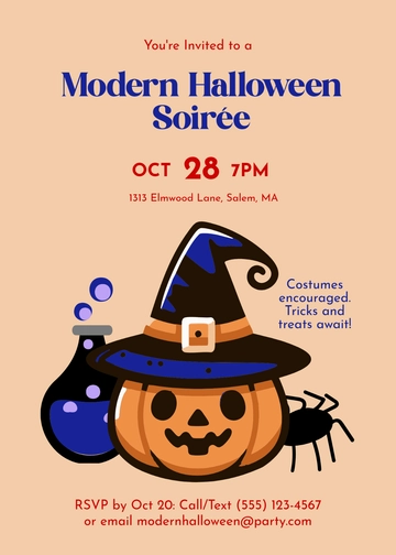 Free Modern Horror Halloween Invitation Template to Edit Online