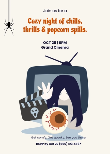 Free Halloween Movie Night Invitation Template to Edit Online