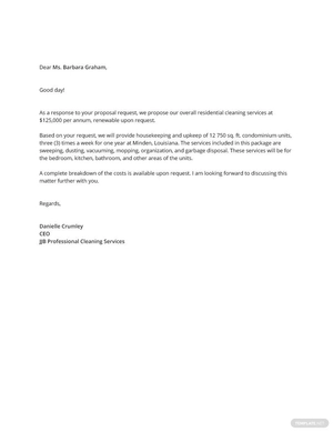 Cleaning Service Letter