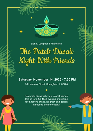 Free Friends Diwali Invitation Template to Edit Online
