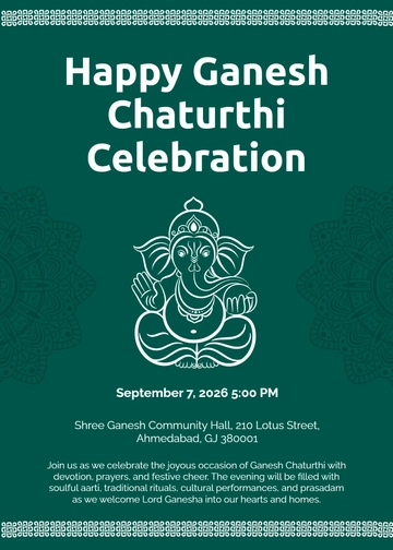 Free Happy Ganesh Chaturthi Invitation Template to Edit Online