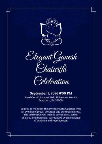 Free Elegant Ganesh Chaturthi Invitation Template to Edit Online
