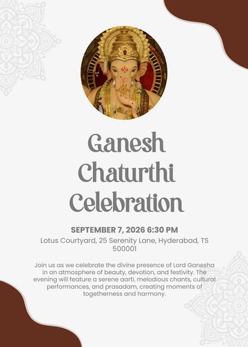 Free Aesthetic Ganesh Chaturthi Invitation Template to Edit Online
