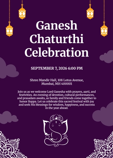 Free Ganesh Chaturthi Invitation Template in Telugu to Edit Online