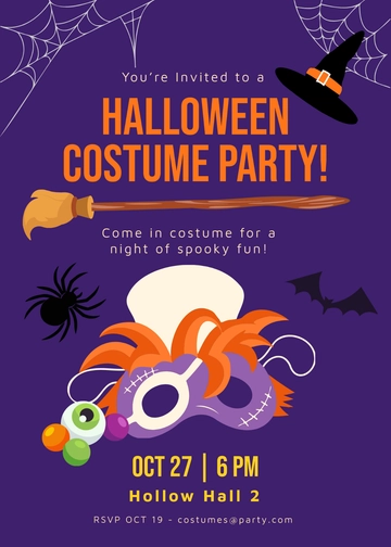 Free Halloween Costume Party Invitation Template to Edit Online