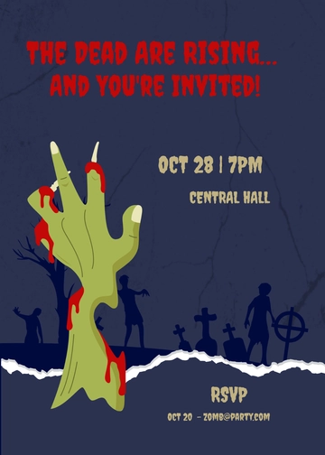 Free Zombie Halloween Invitation Template to Edit Online