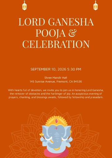 Free Lord Ganesha Invitation Template to Edit Online