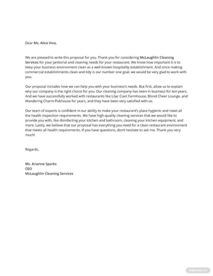Business Proposal Letter for Cleaning Services