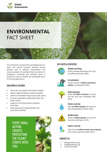 Free Environmental Fact Sheet Template to Edit Online