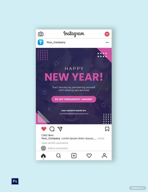 Free Happy New year Instagram Post Template to Edit Online