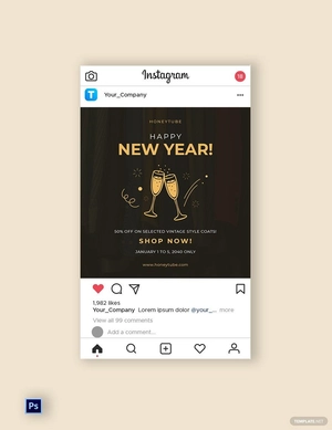 Free Vintage Happy New year Instagram Post Template to Edit Online