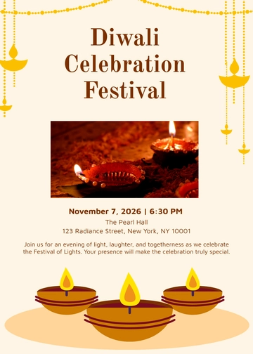 Free Minimalist Diwali Invitation Template to Edit Online