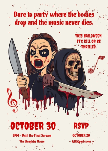 Free Killer Halloween Invitation Template to Edit Online