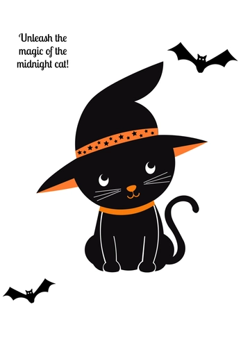 Free Halloween Black Cat Drawing Design Template to Edit Online