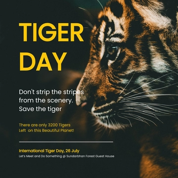 Free International Tiger Day Instagram Post Template to Edit Online
