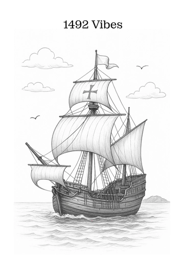 Free Vintage Columbus Day Drawing Template to Edit Online