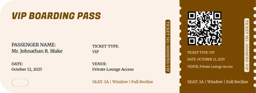 Free VIP Boarding Pass Ticket to Edit Online