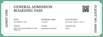 Free General Admission Boarding Pass Ticket Template to Edit Online