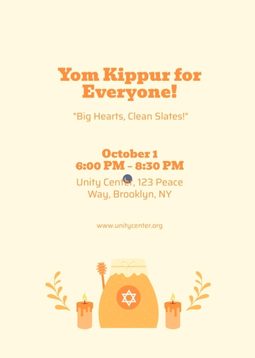 Free Religious Yom Kippur Announcement Template to Edit Online
