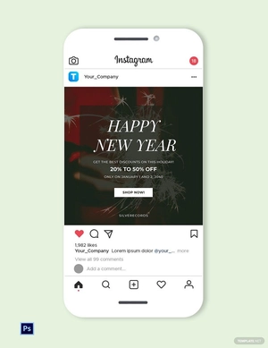 Free Simple New Year Instagram Post Template to Edit Online