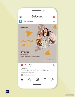 Free New Year Sale Instagram Post Template to Edit Online