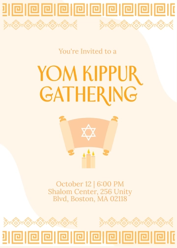 Free Geometric Yom Kippur Invitation Template to Edit Online