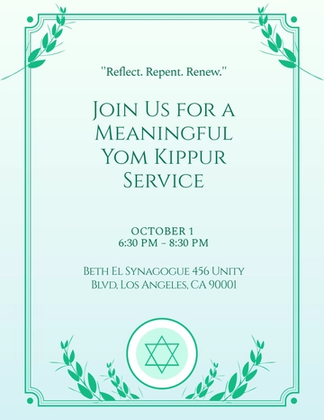 Free Yom Kippur Professional Flyer Template to Edit Online