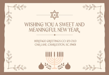 Free Simple Vintage Rosh Hashanah Card Template to Edit Online