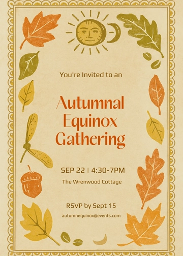 Free Vintage Autumnal Equinox Invitation Template to Edit Online