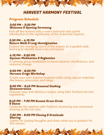 Free Autumnal Equinox Festivals Program Template to Edit Online