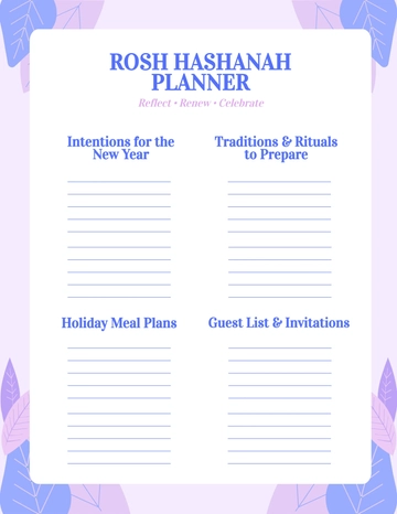 Free Blank Rosh Hashanah Planner Design Template to Edit Online