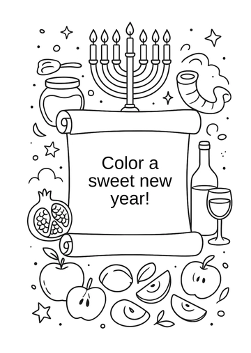 Free Rosh Hashanah Coloring Page Template to Edit Online