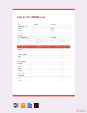 Call Sheet Template Download