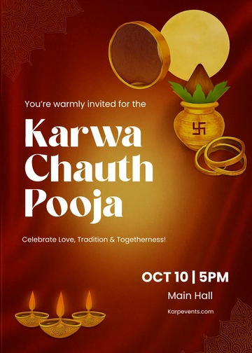 Free Karwa Chauth Pooja Invite Template to Edit Online