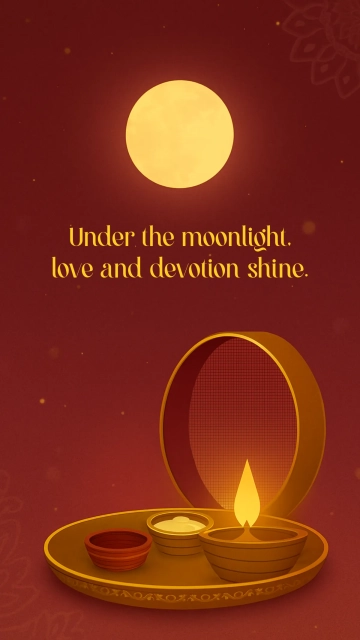 Free Karwa Chauth Moon & Thali  Wallpaper Template to Edit Online