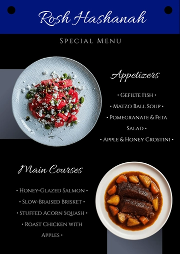 Free Rosh Hashanah Special Menu Template to Edit Online