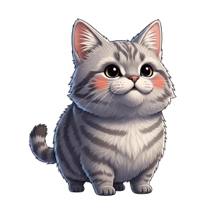 Free American Wirehair 3d Flat Vector Cat Clipart to Edit Online
