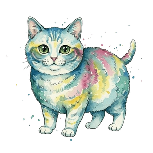 Free American Wirehair symbol Watercolor Cat Clipart Template to Edit Online