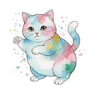 Free Aphrodite Emoji Watercolor Cat Clipart Template to Edit Online