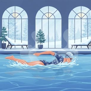 Free Winter Indoor Swimming Clipart Template to Edit Online