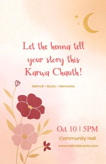 Free Aesthetic Karwa Chauth Mehndi Poster Template to Edit Online