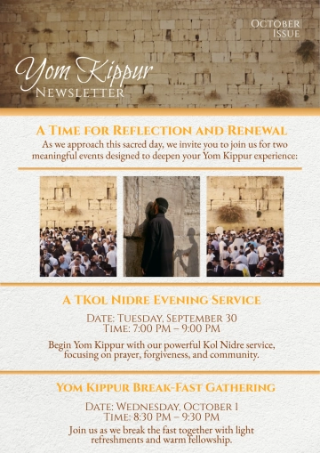 Free White Yom Kippur Newsletter Template to Edit Online