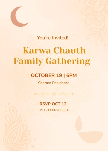 Free Karwa Chauth Family Gathering Invitation Template to Edit Online