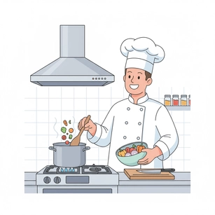 Free Chef in Kitchen Clipart Template to Edit Online