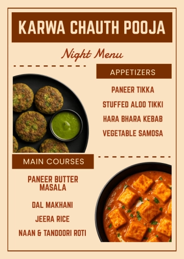 Free Karwa Chauth Pooja Night Menu Template to Edit Online