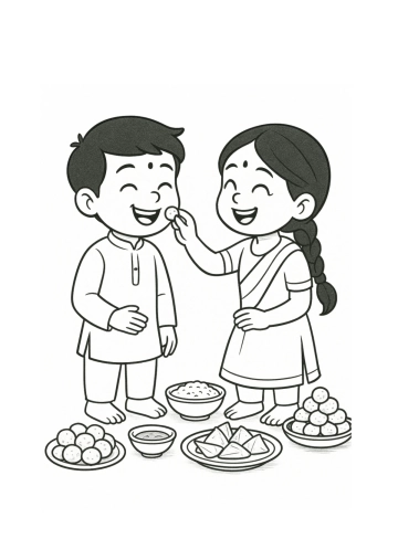 Free Puja Bhai Dooj Drawing Template to Edit Online