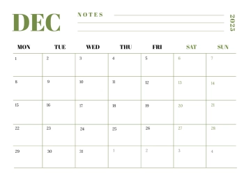 Free Elegant December 2025 Horizontal Calendar Template to Edit Online