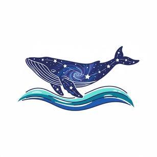Free Whale with Stars Clipart Template to Edit Online