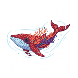Free Whale with Coral Clipart Template to Edit Online