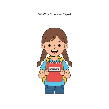 Free Girl With Notebook Vector Clipart (PNG, SVG) to Edit Online